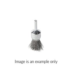 End Brush Splayed Crimped Stainless Steel 0.3mm Wire x 20mm Dia x 6mm Shank - Carded